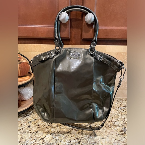 Coach Handbags - Coach Madison Patent Leather Pewter Satchel Bag